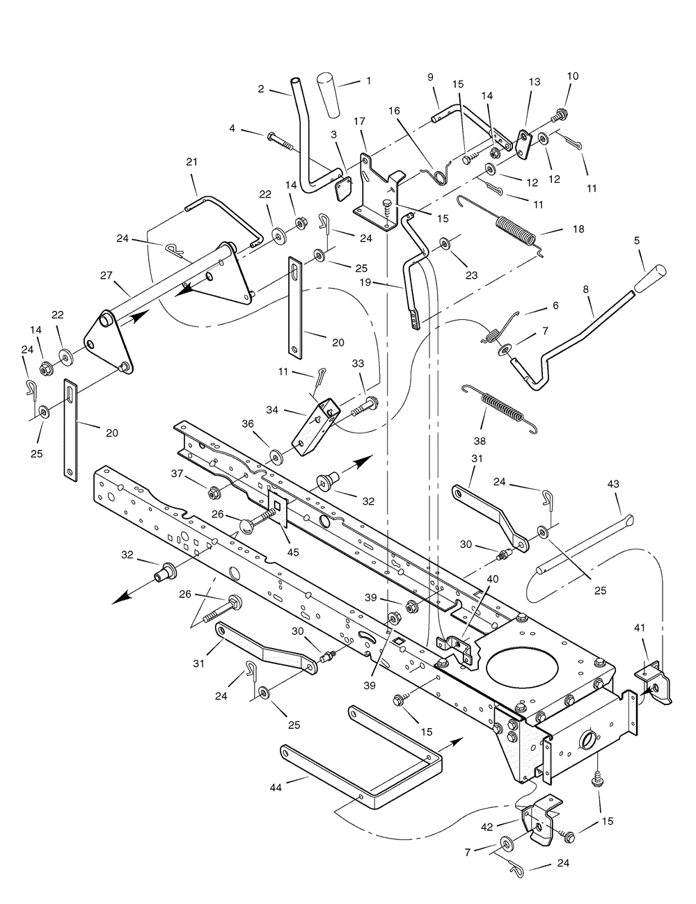 Mower Housing Suspension Diagram and Parts List for 405606X78B 2006 Briggs and Stratton Lawn Tractor